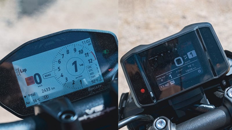 Vergleich der Anzeigen von Ducati Streetfighter V2 & Yamaha MT-09 SP 2022 Vergleich der Anzeigen von Ducati Streetfighter V2 & Yamaha MT-09 SP 2022