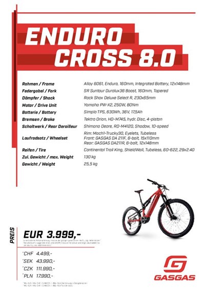 3999,- Euro Enduro Cross 8.0