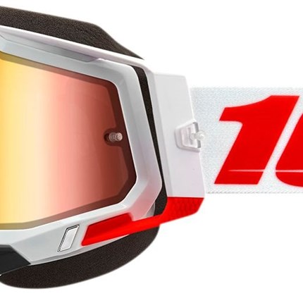 100 % Racecraft 2 Snowmobil Brille  NEUTEIL !! 100%  Racecraft 2 Snowmobil-Brille, weiß/rot Glas: Mirror red Nasenschutz: schwarz Preis: € 59,00