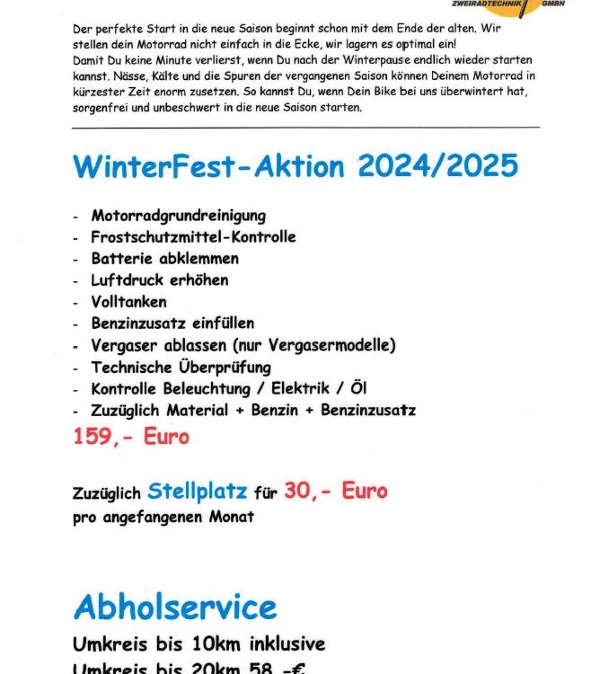 Jetzt Winterlagerplatz 2024 sichern!