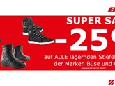 Super Sale -25% auf alle lagernden Schuhe & Stiefel