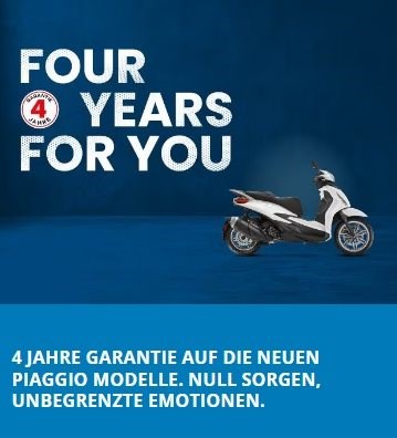 4 Jahre Garantie für alle Piaggio