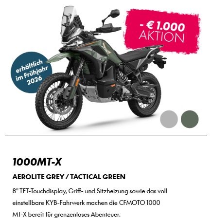 1.000,-€ Kundenvorteil auf die CF Moto 1000MT-X