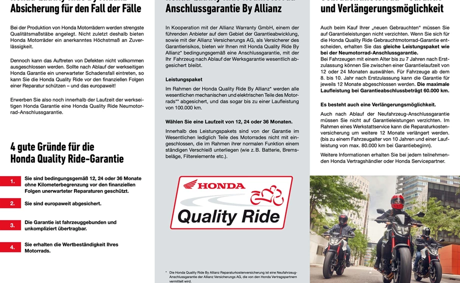 Anschlussgarantie für Honda Bikes Bild 3: Anschlussgarantie für Honda Bikes
