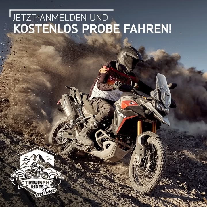 Vorschaubild für Post - ⏳ Nur noch wenige Tage bis TRIUMPH RIDES on Tour in Bremen!

Der Sound. Die Performance. Das Gefühl von Freiheit.

Jetzt ist Deine Chance, die neuesten Triumph Motorräder selbst zu fahren und die Marke hautnah zu erleben.

📅 20.–21. Juni 2026
📍 Polo Bremen, Borwardstr. 2a, 28279 Bremen

Die verfügbaren Probefahrt-Slots füllen sich bereits. Warte nicht bis zum letzten Moment und sichere Dir jetzt Deinen Termin:

👉 https://triumph-rides-on-tour.de/campaign-show/79/polo-bremen?language=de#description 

Wir sehen uns auf der Straße! 🏍️

#luebkemannundsievers #triumphbremen