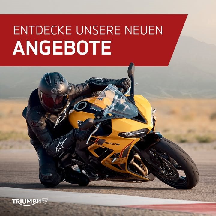 Vorschaubild für Post - 🏍️ Dein nächstes Abenteuer beginnt vielleicht näher, als du denkst.

Entdecke jetzt unsere aktuellen Triumph Angebote und finde heraus, welches Modell zu dir passt – vom agilen Roadster bis zum reisefertigen Adventure Bike.

Ob du schon genau weißt, was du suchst, oder einfach ein wenig stöbern möchtest: Schau bei uns vorbei, nimm Platz auf deinem Favoriten und lass dich inspirieren.

👉 Alle aktuellen Angebote:
https://www.triumph-bremen.de/de

Wir freuen uns auf deinen Besuch!

#luebkemannundsievers #triumphbremen