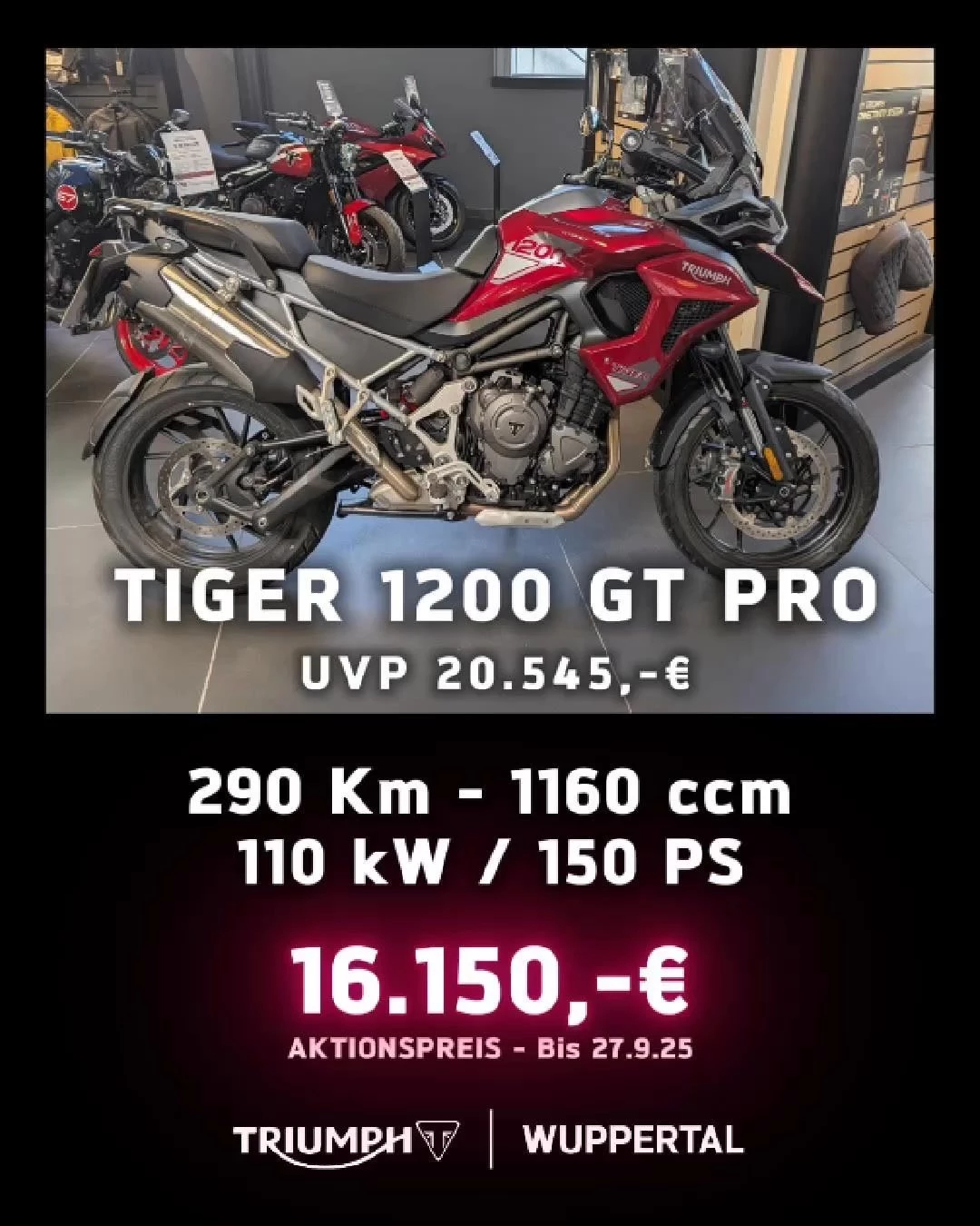 Vorschaubild für Post - Komfort, Leistung und Abenteuer inklusive - Triumph Tiger 1200 GT Pro. Auch bei unserer Aktionswoche „Kurvenausklang“ mit aktuellen Vorführern und Aktionsfahrzeugen zu attraktiven Preisen!

Probefahren, Beratung und Verkauf bei Triumph Wuppertal in der Unterstraße 18-28
42107 Wuppertal oder unter www.triumph-wuppertal.de.

#triumph #wuppertal #wuppertalelberfeld #wuppertalcity #triumphmotorcycles #triumphofficial #triumphdeutschland #triumphmotorrad #triumphfans #neuesmotorrad