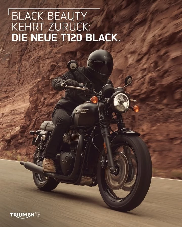 Vorschaubild für Post - Die T120 Black ist mit Neuerungen zurück!
Auch die T120 kommt in neuer 2026er Variante wieder. 🖤

Sorgfältig konstruiert für ein unvergleichliches Fahrerlebnis - mit moderner Performance und Kontrolle.
Jetzt bei uns vorbestellbar.

>> https://www.triumph-schwaebische-alb.de <<