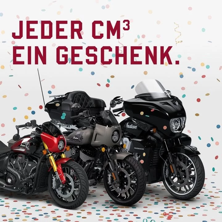 Vorschaubild für Post - Zum 125. von Indian Motorcycle schenken wir Euch einen Euro Geburtstagsnachlass pro cm³ gültig beim Kauf einer Chief, einer Scout oder einer PowerPlus, jeweils Modelljahr 2025. 
Schaut vorbei!
#indianmotorcycle