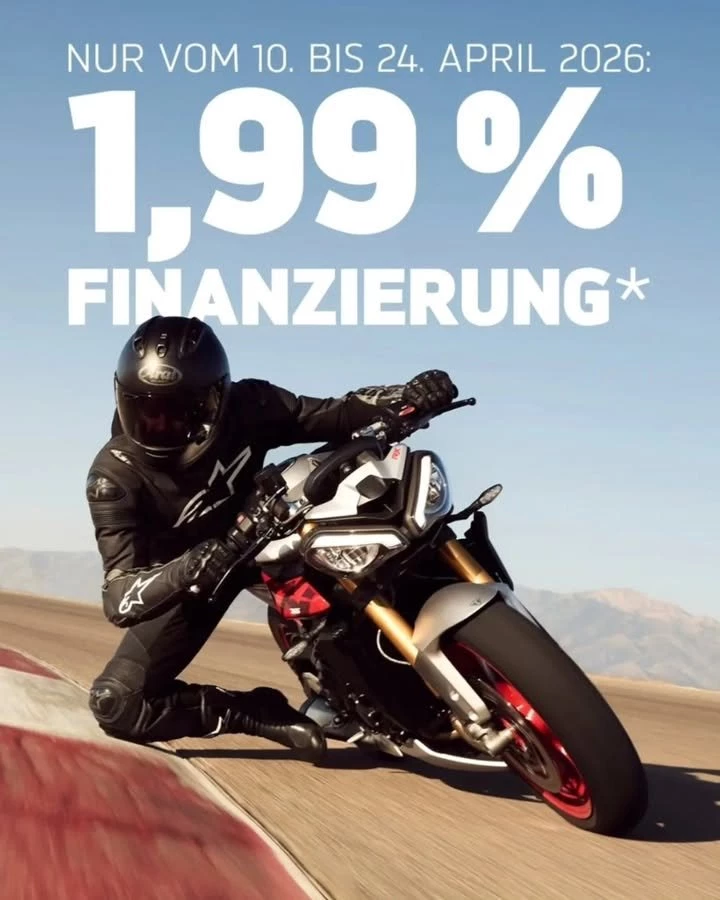 Vorschaubild für Post - FINANZIERE JETZT DEIN TRAUMBIKE! 

Zeitgleich zum Start der Motorradsaison 2026 startet Triumph mit einem unschlagbaren Angebot durch: Sichere dir im Aktionszeitraum vom 10. bis zum 24. April 2026 dein Traumbike mit der 1,99% Finanzierung auf fast alle Modelle. Starte die Saison richtig und erfüll dir deinen Triumph-Traum, jetzt zu unschlagbaren Konditionen.

Nur für 2 Wochen: Finanziere deine Triumph, mit der 1,99% Finanzierung. *Angebotsbedingungen auf der Website!
.
.
.
#officialtriumph #triumphmotorcycles #ilmoto #triumphwiennord