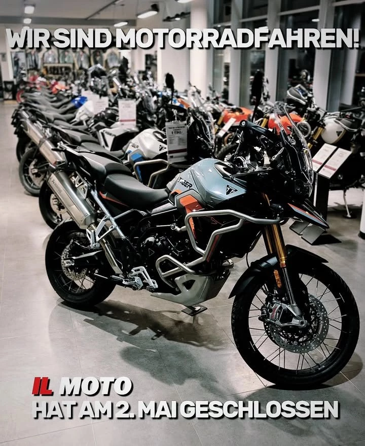 Vorschaubild für Post - Wir nutzen diesen Fenstertag aus und hauen uns selber auf die Bikes, dieser Samstag (02.05) ist somit unsere Wiener IL MOTO Filiale geschlossen.
Nächstes Wochenende sind wir wieder voll für Euch da!
.
.
.
#ilmoto #triumphwiennord