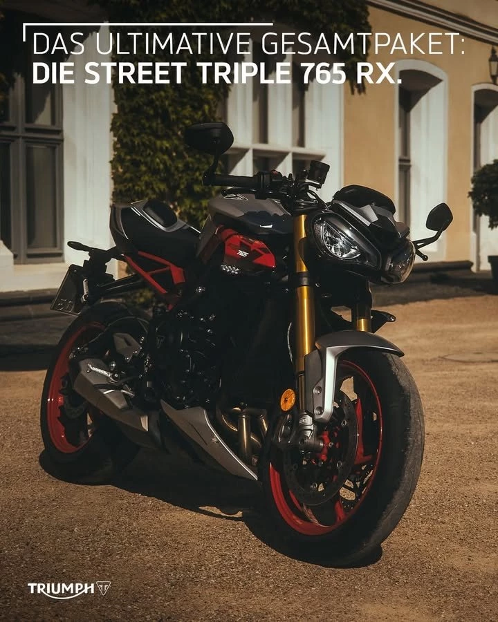 Vorschaubild für Post - Erstklassige Performance mit geballter Rennsportpower: Ganz so, wie ein Bike dieses Kalibers sein sollte. 👌
Die neue Street Triple 765 RX wird es nur dieses Jahr zum Kauf geben!
🔗 Mehr Infos unter:
https://www.triumphmotorcycles.at/bikes/roadsters/street-triple-765/street-triple-765-rs-2023