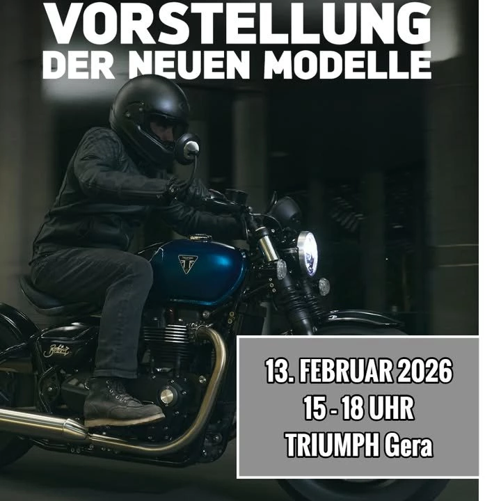 Vorschaubild für Post - Merkt Euch den Termin vor -> Erlebe mit uns die neuen TRIUMPH-Modelle 🏍️💨

13. Februar 2026 von 15 Uhr bis 18 Uhr