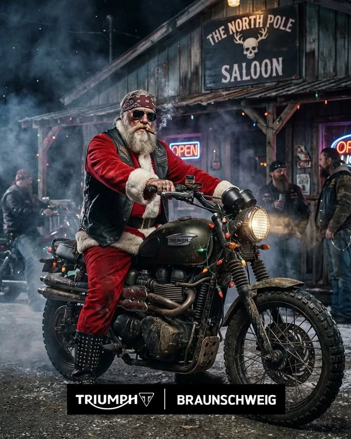 Vorschaubild für Post - Welches Triumph Bike würdet ihr dem Weihnachtsmann verpassen? 🏍️🎅

Wir dachten eine Scrambler ist eine gute Wahl damit er jedes Hindernis überwinden kann. 😎🎅

Was denkt ihr? 

#triumph #triumphmotorcycles #triumphofficial #triumphdeutschland #triumphmotorrad #triumphfans #weihnachten2025 #weihnachtsmann