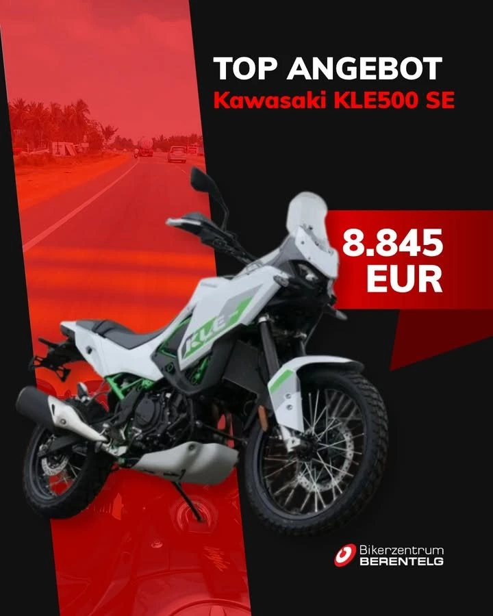 Vorschaubild für Post - Neu, bereit, los. 🏍️
Die Kawasaki KLE500 SE – die perfekte Mischung aus Adventure und Alltag. Genug Power für die Landstraße, robust genug für den Schotter, und dabei so handlich, dass sie auch im A2-Führerschein Platz findet.
🔧 Die Eckdaten:
➡️ 0 km – brandneu
➡️ 33 kW (45 PS) – A2-tauglich
➡️ 451 ccm
Egal ob Pendeln, Wochenendtour oder erster Abstecher ins Gelände: Mit der KLE bist du dabei.
💰 8.845 EUR – und sie gehört dir.
Probesitzen? Probefahrt? Komm vorbei, wir machen's klar. 👊
📞 +49 (0)5931 / 98 860

#Kawasaki #KLE500 #KawasakiKLE #Adventurebike #Motorrad #Reiseenduro #A2Motorrad #Führerschein #BikerzentrumBerentelg #Meppen #Emsland #Motorradhändler