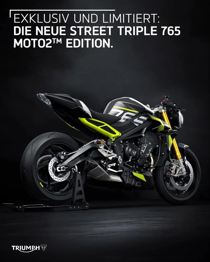 Vorschaubild für Post - Für alle, die den exklusiven Nervenkitzel lieben: Die Street Triple 765 Moto2™ Limited Edition! Treibt sie deinen Puls in die Höhe? 💓⁣
⁣
Noch kannst du dir eines von 1.000 limitierten Bikes sichern - stelle jetzt deine Anfrage bei uns!

>> https://www.triumph-neureichenau.de/de <<