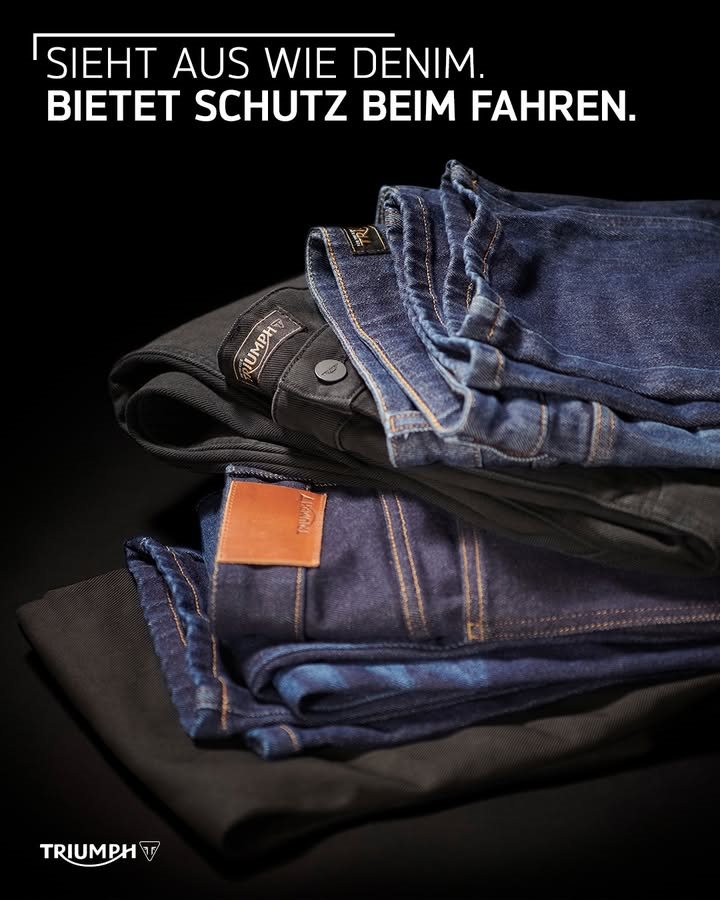 Vorschaubild für Post - Diese Jeans wurden speziell für Motorradfahrer entwickelt und bieten zusätzliche Schutzeigenschaften. 💡
Perfekt für alle, die einen Casual-Look bevorzugen, aber keine Kompromisse bei der Sicherheit eingehen wollen.
Entdecke die Bekleidungskollektionen mit D3O®-Protektoren & Armalith® jetzt bei uns im Showroom!
>> https://triumph-niederoesterreich.at/de <<