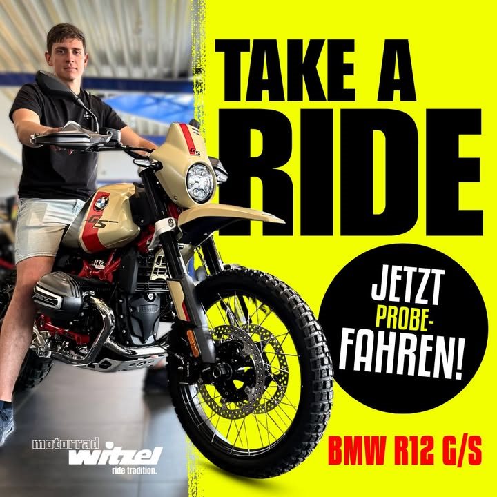 Vorschaubild für Post - 𝐓𝐚𝐤𝐞 𝐚 𝐑𝐢𝐝𝐞 – Jetzt Probefahren mit der BMW R 12 G/S!�

Schon beim Aufsteigen spürst Du ihn: 
den Spirit der legendären R 80 G/S.💥� Du bist bereit für ein Abenteuer, das Dich den Alltag vergessen lässt? Dann los:�Runter von der Straße – rein ins Vergnügen! 🏍💨
Der Schlamm spritzt, das Herz klopft, der Boxer brüllt. 🔊💪�

𝐔𝐧𝐝 𝐝𝐚𝐬 𝐃𝐞𝐬𝐢𝐠𝐧? Retro, puristisch, wild wie Du.🤘
�Zurück in der Stadt, doch der Kopf ist noch im Offroad-Modus.�Absteigen. Lächeln. Glücksgefühl pur. ✨

🔥 #Soulfuel at its best.
𝐉𝐞𝐭𝐳𝐭 𝐏𝐫𝐨𝐛𝐞𝐟𝐚𝐡𝐫𝐭 𝐛𝐮𝐜𝐡𝐞𝐧 & Freiheit spüren: 
https://motorradwitzel.de/de/probefahrt-anfrage

#BMWMotorrad #R12GS #TakeARide #Abenteuerlust #RetroEnduro #RideNow #MakeLifeARide #MotorradLiebe #GSFeeling #MotorradWitzel #Sennfeld #Schweinfurt