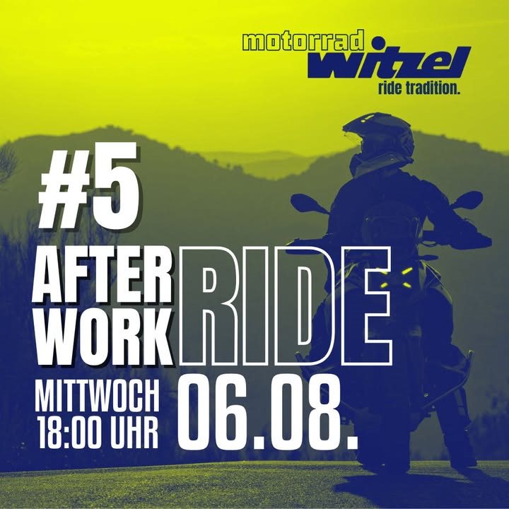 Vorschaubild für Post - 🏍️ 𝟓. 𝐀𝐅𝐓𝐄𝐑 𝐖𝐎𝐑𝐊 𝐑𝐈𝐃𝐄 – Adrenalin. Freiheit. Gemeinschaft. 💥
Am Mittwoch, 06.08.2025 ist es wieder soweit! Ab 18:00 Uhr heißt es: Motor an, Alltag aus! 🔥

🚦 Treffpunkt: Motorrad Witzel, Sennfeld
🕕 Start: Punkt 18:00 Uhr – bitte vollgetankt erscheinen⛽️
🍽️ Pause: Gemeinsame Einkehr – leckeres Essen & gute Gespräche
📏 Strecke: ca. 110 km purer Fahrspaß 💨

Ob Neuling oder langjähriger Rider – dieser Abend gehört uns! 🤜🤛
Schnapp dir dein Bike, bring deine Crew mit und erlebe mit uns einen unvergesslichen Sommerabend auf zwei Rädern 🏁☀️

#AfterWorkRide #Motorradliebe #RideTogether #FreiheitAufZweiRädern #MotorradWitzel #BikerTreffen #SennfeldCruise #BikerLife #FeierabendTour #FeelTheRide #Motorradtour #GemeinsamStark #BikerCommunity #110kmAbenteuer 🏍️❤️