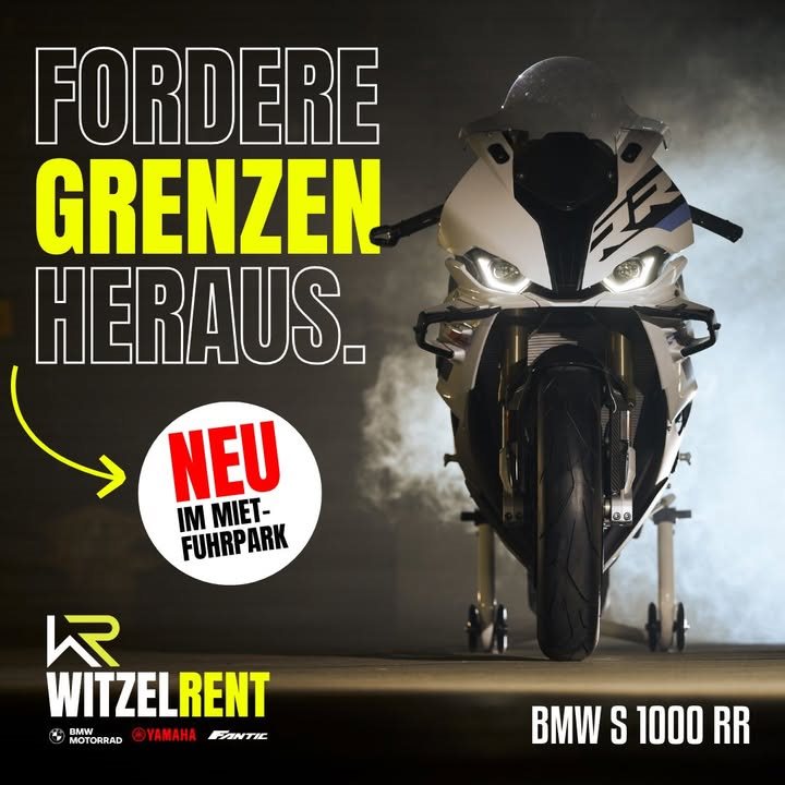 Vorschaubild für Post - 🏁 DIE BMW S 1000 RR MIT M-PAKET – 𝐉𝐄𝐓𝐙𝐓 𝐁𝐄𝐈 𝐔𝐍𝐒 𝐌𝐈𝐄𝐓𝐄𝐍! 🏍️🔥 FORDERE GRENZEN HERAUS. 💥

Bereit für Dein persönliches Adrenalin-Upgrade? Die neue RR steht ab sofort in unserem Mietfuhrpark – voll ausgestattet mit dem exklusiven M-Paket. Perfekt zugeschnitten auf Höchstleistung, kompromisslos auf Performance getrimmt.

💨 Winglets für mehr Downforce
🛞 M Brake Ducts für maximale Bremsperformance
🎯 Kurzhubgasgriff – 14° weniger Weg, 100 % Kontrolle
⚙️ Fahrmodus Pro serienmäßig – für jede Kurve der perfekte Modus

Hier wird Millimeterarbeit zur Meisterleistung. Und Du sitzt mittendrin.
📍Jetzt mieten. Jetzt erleben. Jetzt grinsen.

👉 Link im Kommentar | #BMWMotorrad #S1000RR #MPaket #AdrenalinMieten #RideTheBeast #PolePositionErleben #MotorradWitzel #Sennfeld 😎#WitzelRent