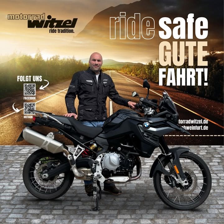 Vorschaubild für Post - 🏍️ Die BMW F 850 GS geht nach Röthlein – Glückwunsch!
Die Abenteuerlust hat einen neuen Besitzer – und Michael hat alles richtig gemacht!🔥
Du hast auch Lust, das echte GS-Gefühl zu erleben?
Egal ob Landstraße, Schotter oder City – die BMW F 850 GS bringt dich überallhin.

👉 Jetzt Probefahrt kostenfrei buchen!

#F850GS #BMWMotorrad #AbenteuerLeben #Probefahrt #Röthlein #GSFeeling #Sennfeld #MotorradWitzel 😎