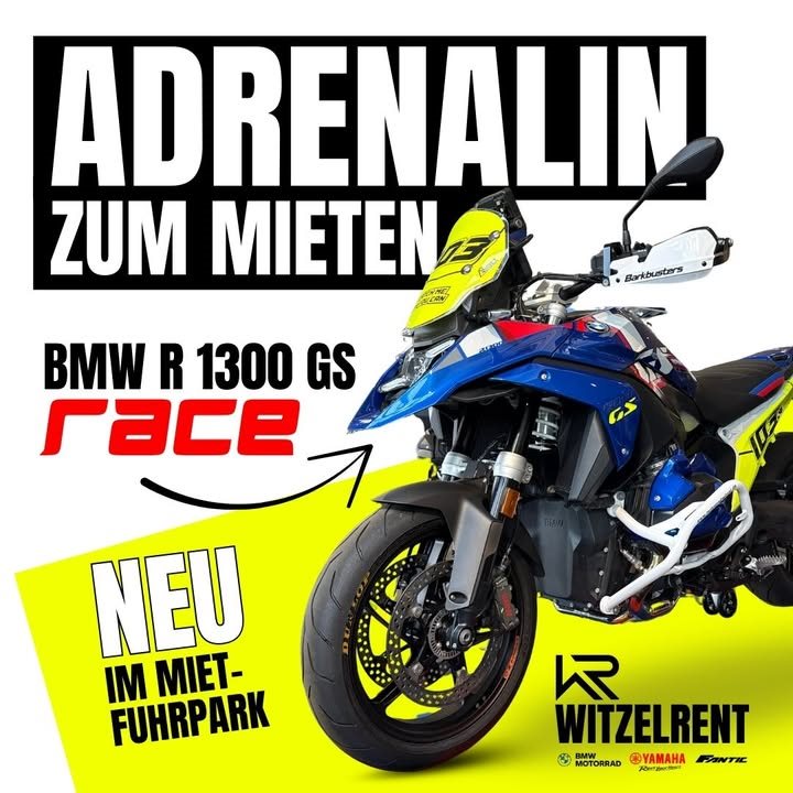 Vorschaubild für Post - ✨🔥 𝐀𝐝𝐫𝐞𝐧𝐚𝐥𝐢𝐧 𝐳𝐮𝐦 𝐦𝐢𝐞𝐭𝐞𝐧 - 𝐁𝐌𝐖 𝐑 𝟏𝟑𝟎𝟎 𝐆𝐒 𝐑𝐚𝐜𝐞  🔥✨

Wenn aus Technik Emotion wird, wenn Renn-DNA auf die legendäre GS-Linie trifft, entsteht etwas Einzigartiges: die BMW R 1300 GS Race. 🏍️💎

👉 Nicht nur fahren – sondern ein Statement setzen.
👉 Nicht nur mieten – sondern Gänsehaut erleben.

📍𝐉𝐞𝐭𝐳𝐭 𝐧𝐞𝐮 𝐢𝐧 𝐮𝐧𝐬𝐞𝐫𝐞𝐦 𝐌𝐢𝐞𝐭𝐟𝐮𝐡𝐫𝐩𝐚𝐫𝐤 – aber nur für die, die das Außergewöhnliche suchen und bereit sind, den Asphalt zu erobern.

#BMWExklusiv #R1300GSRace #AdrenalinPur #RideTheLegend #WitzelRent #MotorradMieten #Schweinfurt #Würzburg #Badkissingen #Hassfurt