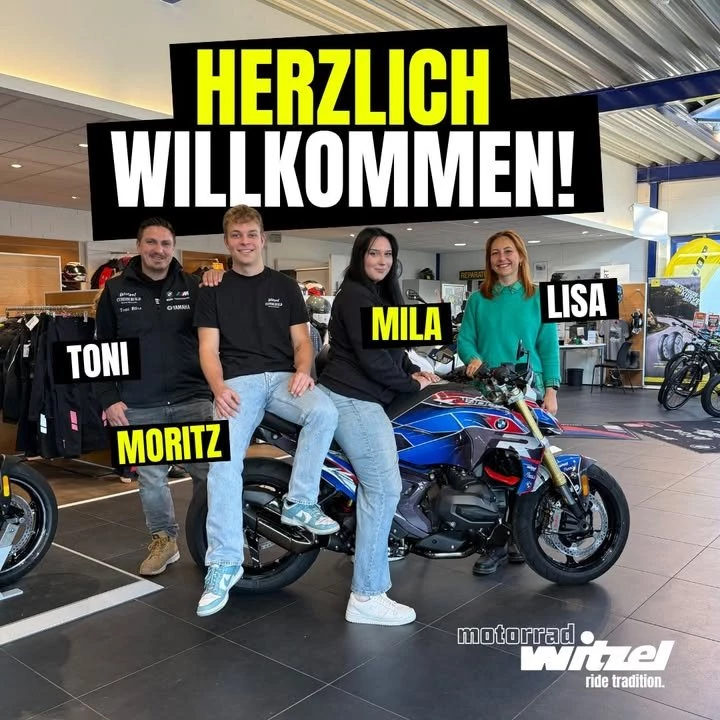 Vorschaubild für Post - 🚀 𝐇𝐞𝐫𝐳𝐥𝐢𝐜𝐡 𝐖𝐢𝐥𝐥𝐤𝐨𝐦𝐦𝐞𝐧 𝐢𝐦 𝐓𝐞𝐚𝐦!
Wir freuen uns riesig, Mila und Moritz bei uns begrüßen zu dürfen! 

🙋‍♀️ Mila startet ihre 𝐀𝐮𝐬𝐛𝐢𝐥𝐝𝐮𝐧𝐠 𝐳𝐮𝐫 𝐀𝐮𝐭𝐨𝐦𝐨𝐛𝐢𝐥𝐤𝐚𝐮𝐟𝐟𝐫𝐚𝐮
🛠️ Moritz startet seine 𝐀𝐮𝐬𝐛𝐢𝐥𝐝𝐮𝐧𝐠 𝐳𝐮𝐦 𝐙𝐰𝐞𝐢𝐫𝐚𝐝𝐦𝐞𝐜𝐡𝐚𝐭𝐫𝐨𝐧𝐢𝐤𝐞𝐫

Wir wünschen euch einen grandiosen Start, viel Spaß beim Lernen und jede Menge Abenteuer in unserer #MotorradWelt! 🏍️💨

#Teamplayer #Ausbildung2025 #Neuzugang #MotorradLiebe #KarriereStart #MotorradWitzel #AzubiPower