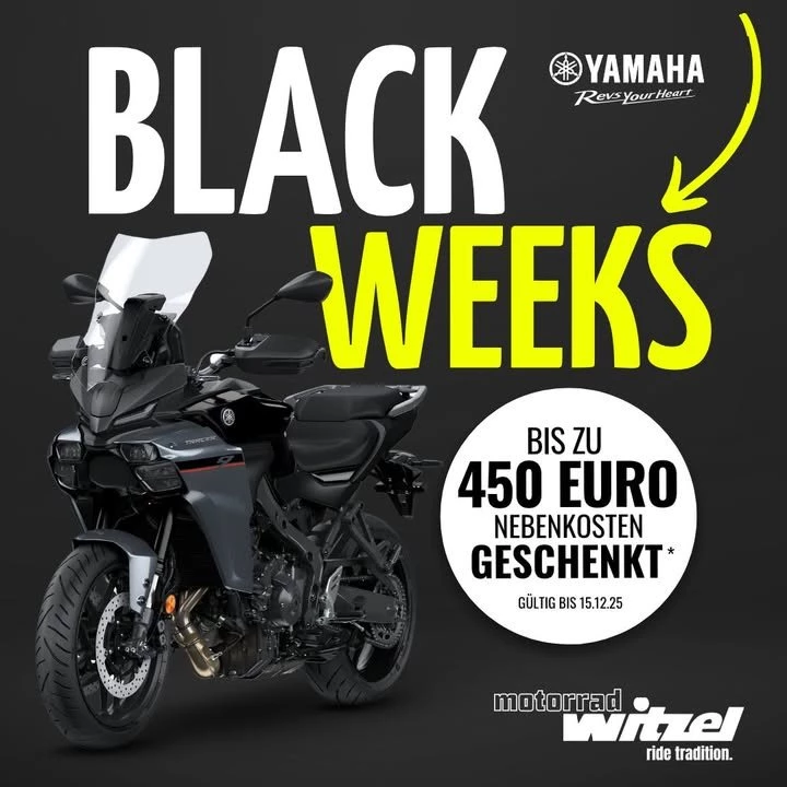 Vorschaubild für Post - Vergolde dir den Herbst mit einem glänzenden Black Deal! ✨🍂

Jetzt heißt’s: Zugreifen & sparen! 💥
Bei unseren Aktionswochen warten richtig heiße Motorrad- & Roller-Angebote auf dich! 🏍️🔥
Egal ob du auf Hyper Nakeds, Retro-Bikes, Sporttourer, Reiseenduros oder Cityroller stehst – wenn du dich bis zum 15.12. für ein neues Modell* entscheidest, schenken wir dir die kompletten Nebenkosten! 💸

👉 Das bedeutet: Bis zu 450 € sparen!
Mach den Herbst zu deinem Goldmoment – mit deinem neuen Traum-Bike! 🖤

#BlackDeal #Motorradliebe #HerbstDeal #Motorrad #Yamaha #BMWMotorrad #Fantic #Rollerliebe #Sparaktion #ZweiradFieber #BikeLife #RideNow