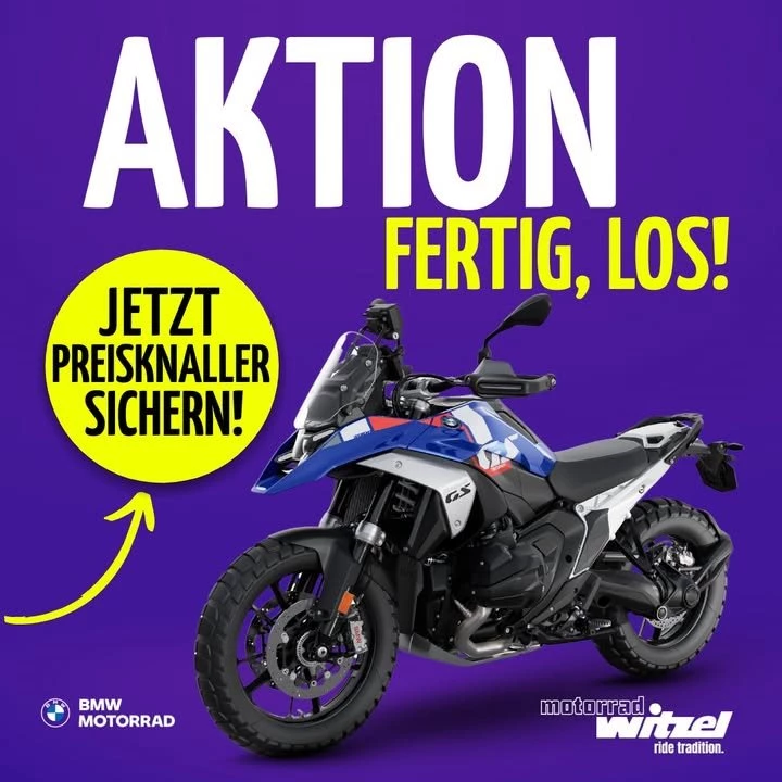 Vorschaubild für Post - 𝐀𝐤𝐭𝐢𝐨𝐧, 𝐟𝐞𝐫𝐭𝐢𝐠, 𝐥𝐨𝐬 – 
und du sitzt endlich auf deiner 
𝐁𝐌𝐖 𝐑 𝟏𝟑𝟎𝟎 𝐆𝐒!🔥🏍️

Wenn du schon länger mit dem Gedanken spielst, jetzt ist der Moment, an dem man einfach zugreifen muss. Egal ob 𝐀𝐮𝐭𝐨𝐦𝐚𝐭𝐢𝐤, 𝐒𝐜𝐡𝐚𝐥𝐭𝐚𝐬𝐬𝐢𝐬𝐭𝐞𝐧𝐭 𝐏𝐫𝐨, 𝐓𝐫𝐢𝐩𝐥𝐞 𝐁𝐥𝐚𝐜𝐤 𝐨𝐝𝐞𝐫 𝐓𝐫𝐨𝐩𝐡𝐲 – du bekommst genau das Paket, das zu dir passt.

𝐔𝐧𝐝 𝐝𝐚𝐬 𝐁𝐞𝐬𝐭𝐞?
Modeljahr 2025, deine Wunsch-Konfiguration oder ein sofort verfügbares Bestandsfahrzeug – und das Ganze zu einem Preis, bei dem man zweimal hinschaut… und dann direkt zuschlägt.😍💸

Die Stückzahl ist begrenzt.
Der Deal ist heiß.
Deine neue BMW R 1300 GS wartet.
𝐁𝐞𝐫𝐞𝐢𝐭, 𝐥𝐨𝐬𝐳𝐮𝐥𝐞𝐠𝐞𝐧?