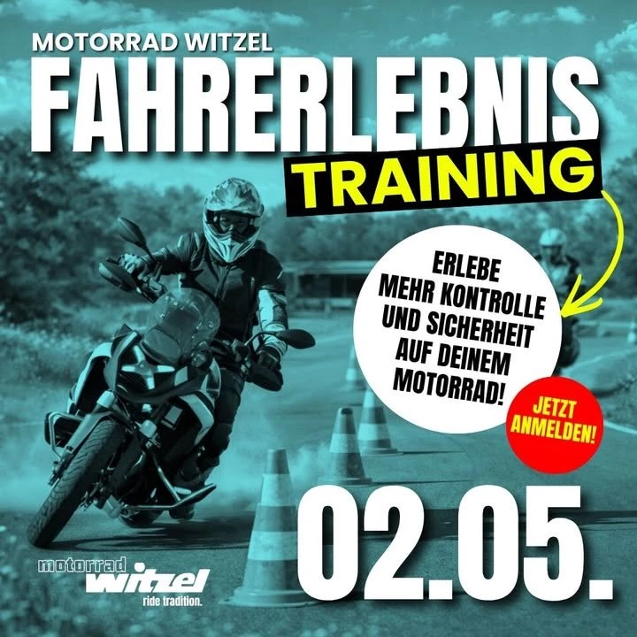 Vorschaubild für Post - 🏍️ 𝗠𝗲𝗵𝗿 𝗞𝗼𝗻𝘁𝗿𝗼𝗹𝗹𝗲. 𝗠𝗲𝗵𝗿 𝗦𝗶𝗰𝗵𝗲𝗿𝗵𝗲𝗶𝘁. 𝗠𝗲𝗵𝗿 𝗙𝗮𝗵𝗿𝘀𝗽𝗮𝘀𝘀.

Du willst dein Motorrad endlich wirklich souverän beherrschen? Dann ist unser Fahrerlebnis-Training genau dein nächster Schritt! 💪

📍 ADAC Fahrsicherheitszentrum Schlüsselfeld
📅 Samstag, 02. Mai 2026 
🏍Training: 09:45 – ca. 18:00 Uhr 

Erlebe einen intensiven Trainingstag mit Profi-Coaches und verbessere dein Fahrkönnen spürbar – egal ob Kurven, Bremsen oder Notmanöver.

🔥𝗗𝗮𝘀 𝗲𝗿𝘄𝗮𝗿𝘁𝗲𝘁 𝗱𝗶𝗰𝗵:
✔️ Mehr Sicherheit in jeder Situation
✔️ Besseres Kurvenverhalten & Blickführung
✔️ Bremsen – sogar in Schräglage
✔️ Notmanöver sicher meistern
✔️ Persönliche Tipps vom Profi

💸 𝗣𝗿𝗲𝗶𝘀: 269 € (eigenes Motorrad)
Inklusive:
✔️ 3-Gänge Mittagsbuffet / Tagesgericht
✔️ 2 Getränke nach Wahl
✔️ Professionelles Fahrsicherheitstraining

👥 𝗡𝘂𝗿 𝟭𝟮 𝗣𝗹ä𝘁𝘇𝗲 𝘃𝗲𝗿𝗳ü𝗴𝗯𝗮𝗿 – 𝘀𝗰𝗵𝗻𝗲𝗹𝗹 𝘀𝗲𝗶𝗻 𝗹𝗼𝗵𝗻𝘁 𝘀𝗶𝗰𝗵!

👉 Starte mit uns gemeinsam von Motorrad Witzel in Sennfeld und erlebe einen Tag, der dein Fahren verändert.

📩 𝗝𝗲𝘁𝘇𝘁 𝗮𝗻𝗺𝗲𝗹𝗱𝗲𝗻: veranstaltung@motorradwitzel.de

𝗪𝗲𝗶𝘁𝗲𝗿𝗲 𝗜𝗻𝗳𝗼𝘀:
https://www.motorradwitzel.de/de/veranstaltung-fahrerlebnis-training-21752