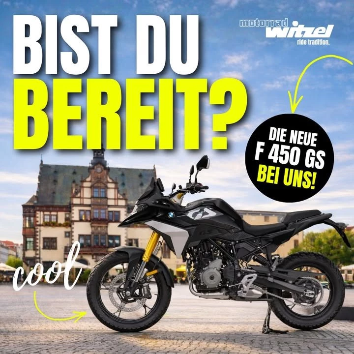 Vorschaubild für Post - 🔥 𝗕𝗶𝘀𝘁 𝗱𝘂 𝗯𝗲𝗿𝗲𝗶𝘁?🔥

Endlich ist sie da – die lang ersehnte 𝗕𝗠𝗪 𝗙 𝟰𝟱𝟬 𝗚𝗦! 🏍️💨
Jetzt 𝗹𝗶𝘃𝗲 𝗯𝗲𝗶 𝘂𝗻𝘀 𝘃𝗼𝗿 𝗢𝗿𝘁 – komm vorbei und erlebe sie hautnah!

Spüre die Power, entdecke das Design und starte dein nächstes Abenteuer 🚀
👉 Worauf wartest du noch?

#MotorradWitzel #BMW #BMWMotorrad #F450GS #RideReady #MotorradLiebe #AdventureBike #NeuBeiUns #BikeLife #Motivation #ReadyToRide