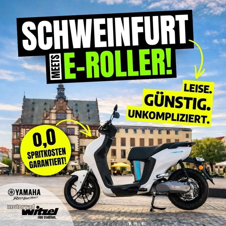 Vorschaubild für Post - 𝗦𝗽𝗿𝗶𝘁𝗽𝗿𝗲𝗶𝘀𝗲 𝗻𝗲𝗿𝘃𝗲𝗻? ⛽😵‍💫
𝗗𝗮𝗻𝗻 𝘄𝗶𝗿𝗱’𝘀 𝗭𝗲𝗶𝘁 𝗳ü𝗿 𝗲𝗶𝗻 𝗨𝗽𝗴𝗿𝗮𝗱!

Mit dem 𝗡𝗘𝗢𝗦 von Yamaha gleitest du entspannt durch deine Stadt – leise, sauber und richtig günstig. ⚡🌱

🛵 𝗞𝗲𝗶𝗻 𝗦𝗽𝗿𝗶𝘁, 𝗸𝗲𝗶𝗻𝗲 𝗦𝗼𝗿𝗴𝗲𝗻
🔋 𝗩𝗼𝗹𝗹 𝗲𝗹𝗲𝗸𝘁𝗿𝗶𝘀𝗰𝗵 unterwegs
🤫 𝗙𝗹ü𝘀𝘁𝗲𝗿𝗹𝗲𝗶𝘀𝗲 durch den Alltag
✅ 𝗬𝗮𝗺𝗮𝗵𝗮-𝗤𝘂𝗮𝗹𝗶𝘁ä𝘁, 𝗱𝗶𝗲 ü𝗯𝗲𝗿𝘇𝗲𝘂𝗴𝘁

Ob Pendeln, Einkaufen oder spontaner City-Trip – der NEOS passt sich deinem Leben an.

👉 𝗝𝗲𝘁𝘇𝘁 𝗶𝗻 𝗦𝗲𝗻𝗻𝗳𝗲𝗹𝗱 𝗲𝗻𝘁𝗱𝗲𝗰𝗸𝗲𝗻 & 𝗣𝗿𝗼𝗯𝗲𝗳𝗮𝗵𝗿𝘁 𝘀𝘁𝗮𝗿𝘁𝗲𝗻!

#MotorradWitzel #Schweinfurt #ERoller #EMobilität #YamahaNeos #SpritSparen #Elektromobilität #MotorradWitzel #CityMobilität #UrbanRide