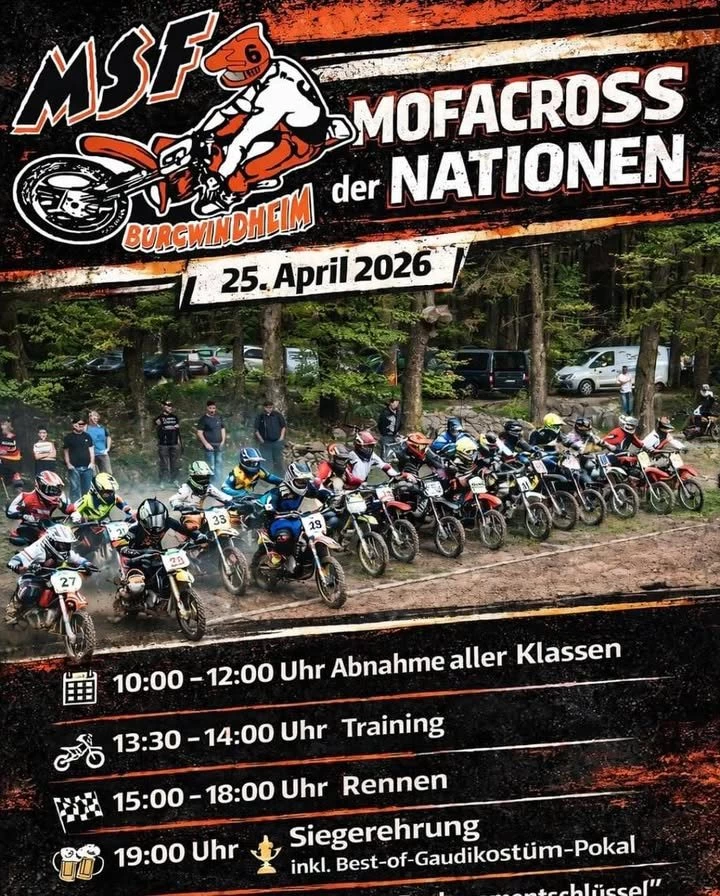 Vorschaubild für Post - 🔥 Heute geht’s rund! 🔥

Wir sind live vor Ort beim MSF Mofacross der Nationen in Burgwindheim 🏁🏍️
Adrenalin, Action und jede Menge Benzin im Blut – genau unser Ding!

Kommt vorbei, feuert die Fahrer an und erlebt Motorsport hautnah mit uns 💥

Wer ist heute alles dabei? 👀

#MotorradWitzel #Mofacross #Burgwindheim #Racing #Motorsport #WirSindDabei