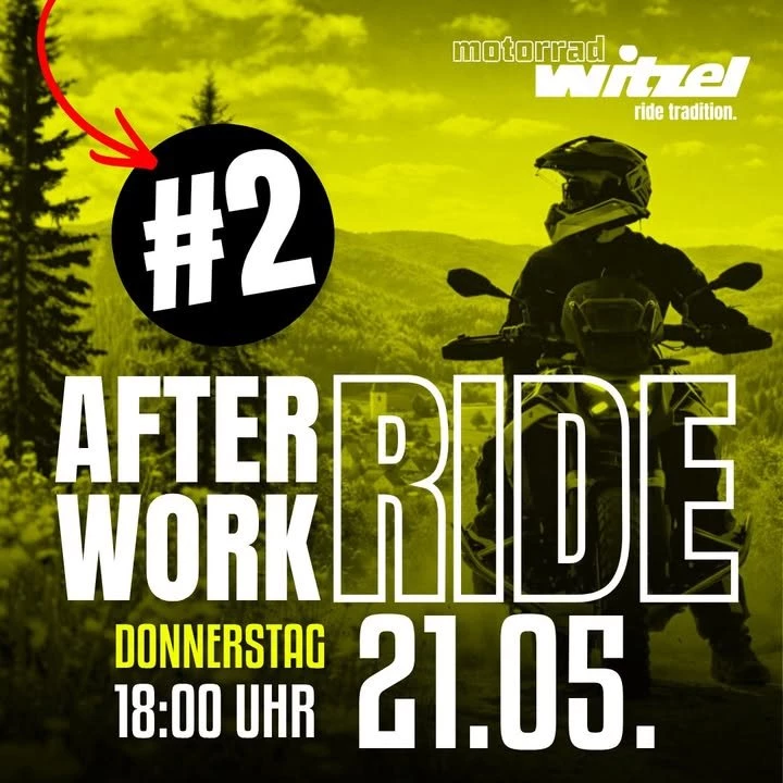 Vorschaubild für Post - 🏍️ 𝟮. 𝗔𝗙𝗧𝗘𝗥 𝗪𝗢𝗥𝗞 𝗥𝗜𝗗𝗘🏍️
Feierabend. Motorrad. Gute Leute.

Am 𝗗𝗼𝗻𝗻𝗲𝗿𝘀𝘁𝗮𝗴, 𝗱𝗲𝗻 𝟮𝟭. 𝗠𝗮𝗶 𝟮𝟬𝟮𝟲, heißt es wieder: Motor starten und den Arbeitstag hinter euch lassen! Gemeinsam fahren wir ab Motorrad Witzel in Sennfeld auf eine entspannte Feierabendtour durch schöne Strecken und genießen einen geselligen Abend unter Motorradfreunden.

𝗙𝗿𝗲𝘂𝘁 𝗲𝘂𝗰𝗵 𝗮𝘂𝗳:
🏁 Treffpunkt: Motorrad Witzel, Sennfeld
⏰ Start: 18:00 Uhr
🏍️ Tour: ca. 120 km
⛽ Bitte vollgetankt kommen
🍽️ Gemütliche Einkehr unterwegs

Ob Stammfahrer oder zum ersten Mal dabei – jeder ist willkommen!
Also Helm schnappen, Bike starten und mit uns den Fahrtwind genießen. 
𝗪𝗶𝗿 𝗳𝗿𝗲𝘂𝗲𝗻 𝘂𝗻𝘀 𝗮𝘂𝗳 𝗲𝘂𝗰𝗵!🔥

#AfterWorkRide #MotorradWitzel #Motorradfahren #BikerLife #RideOut #Motorradtour #Feierabendrunde #BikerCommunity #Motorradliebe #Kurvenjäger #RideWithUs #Sennfeld #Unterfranken #BikeLife #Motorradfreunde #Ausfahrt #Zweiradliebe #RideAndRelax #FeierabendGenießen #MotorAn