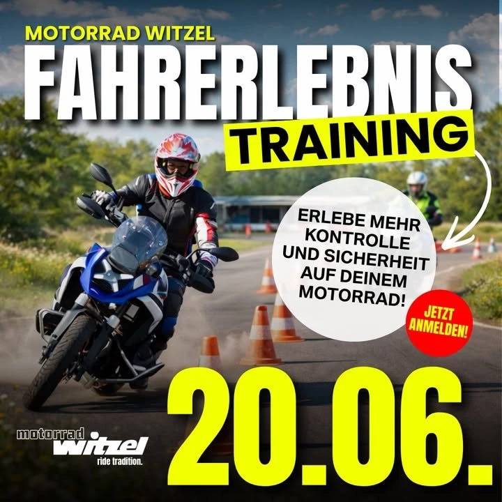 Vorschaubild für Post - 𝗠𝗘𝗛𝗥 𝗞𝗢𝗡𝗧𝗥𝗢𝗟𝗟𝗘. 𝗠𝗘𝗛𝗥 𝗦𝗜𝗖𝗛𝗘𝗥𝗛𝗘𝗜𝗧. 𝗠𝗘𝗛𝗥 𝗙𝗔𝗛𝗥𝗦𝗣𝗔𝗦𝗦.🔥🏍️

Du willst dein Motorrad noch souveräner beherrschen und in jeder Situation sicher reagieren? Dann ist unser Fahrerlebnis-Training genau dein Ding! 💪

Gemeinsam fahren wir zum ADAC Fahrsicherheitszentrum nach Schlüsselfeld und erleben einen intensiven Trainingstag mit professionellen Instruktoren und jeder Menge Fahrpraxis. 🛣️

🔥 𝗗𝗔𝗦 𝗘𝗥𝗪𝗔𝗥𝗧𝗘𝗧 𝗗𝗜𝗖𝗛:

✅ Sicheres Bremsen – auch in Schräglage
✅ Kurventechnik & perfekte Linienwahl
✅ Langsamfahren & Wenden
✅ Notmanöver richtig meistern
✅ Handlingsparcours
✅ Profi-Tipps rund ums sichere Motorradfahren

Mach 2026 zu deiner sichersten und stärksten Motorradsaison! 😎🤘

𝗠𝗲𝗵𝗿 𝗜𝗻𝗳𝗼𝘀:
https://www.motorradwitzel.de/de/veranstaltung-fahrerlebnis-training-21754

#MotorradWitzel #Motorradtraining #Fahrsicherheit #Motorradliebe #Kurventraining #Motorradfahren #BikerLife #Motorradsaison2026 #ADAC #Schlüsselfeld #RideSafe #MehrFahrspaß #BikerCommunity #MotorradErlebnis #SicherUnterwegs