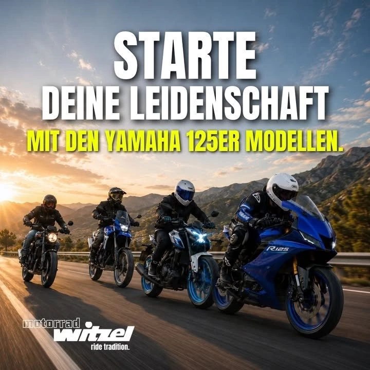 Vorschaubild für Post - 125er fahren – dein Start in eine neue Leidenschaft!

Ob sportlich, modern oder im coolen Heritage-Style – entdecke die Welt der 125er und finde das Bike, das perfekt zu dir passt. 🔥

Unsere Highlights:

⚡ Yamaha MT-125
⚡ Yamaha XSR125
⚡ Yamaha R125
⚡ Yamaha WR125

Natürlich auch mit günstiger Finanzierung zu attraktiven Wunschraten möglich. 😎
👉 Jetzt Probefahrt vereinbaren und dein erstes Bike erleben!

#Yamaha #125cc #Motorrad #BikeLife #YamahaMT125 #YamahaR125 #XSR125 #WR125 #Probefahrt #Motorradliebe #Wunschrate #MotorradWitzel