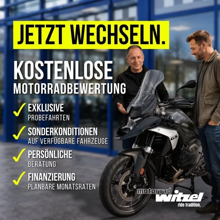 Vorschaubild für Post - Zeit für etwas Neues? 🏍️ 

Lass jetzt dein Motorrad kostenlos bewerten und entdecke attraktive Möglichkeiten für deinen nächsten Fahrspaß.

Deine Vorteile bei uns:

✅ Kostenlose Motorradbewertung
✅ Sonderkonditionen auf verfügbare Fahrzeuge
✅ Exklusive Probefahrten
✅ Planbare Monatsraten
✅ Persönliche Beratung durch unser Verkaufsteam

Vereinbare jetzt deinen Termin oder komm direkt bei uns vorbei.
Wir freuen uns auf deinen Besuch!

#MotorradWitzel #BMWMotorrad #Probefahrt #Motorradverkauf #Motorradliebe #BMWGS #Motorradfahren #Sennfeld #RideTradition #Motorradwechseln