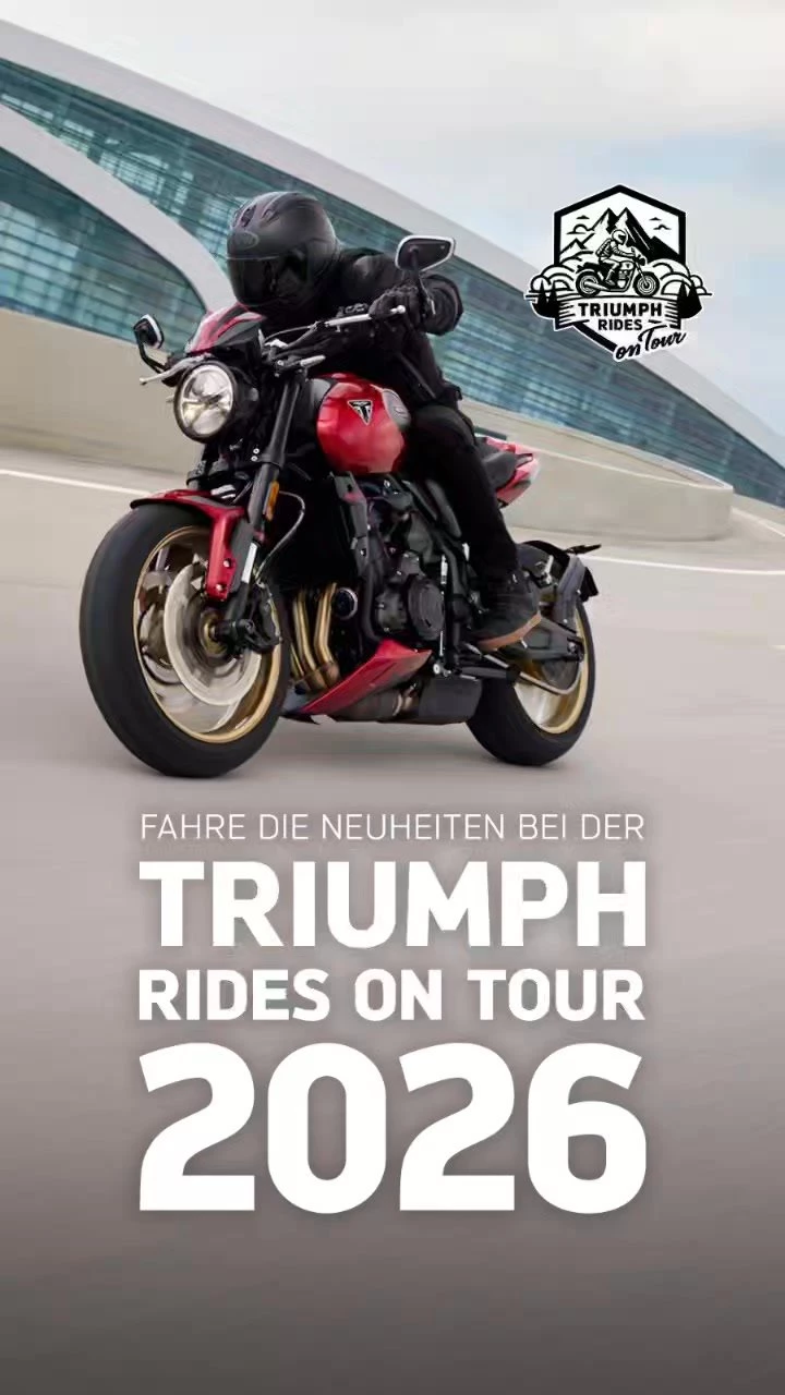 Vorschaubild für Post - TRIUMPH Rides on Tour 2026: Brit-Bike-Feeling live bei Louis in Würzburg

Motorräder wollen nicht erklärt, sondern gefahren werden. Unter diesem Motto macht TRIUMPH Rides on Tour 2026 Halt in Unterfranken: Am 29. und 30. Mai kommt die britische Traditionsmarke direkt zu uns zu Louis nach Würzburg.