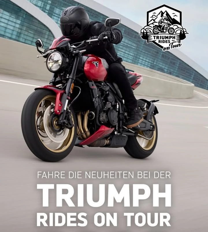 Vorschaubild für Post - TRIUMPH Rides on Tour 2026: Brit-Bike-Feeling live bei Louis in Würzburg

Motorräder wollen nicht erklärt, sondern gefahren werden. Unter diesem Motto macht TRIUMPH Rides on Tour 2026 Halt in Unterfranken: Am 29. und 30. Mai kommt die britische Traditionsmarke direkt zu uns zu Louis nach Würzburg.