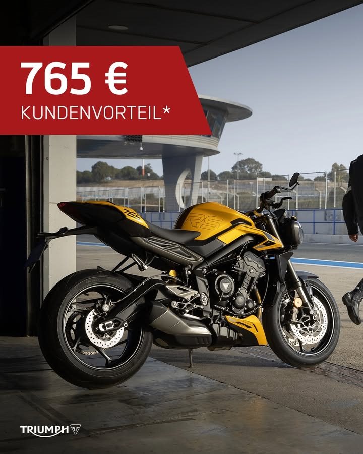 Vorschaubild für Post - Nur noch für kurze Zeit: 
Beim Kauf einer neuen Street Triple 765 R oder RS sicherst du dir einen starken Kundenvorteil* von 765 €!

🔗 https://www.triumph-bonn.de
*Angebotsdetails siehe Webseite, gültig bis 31.05.2026