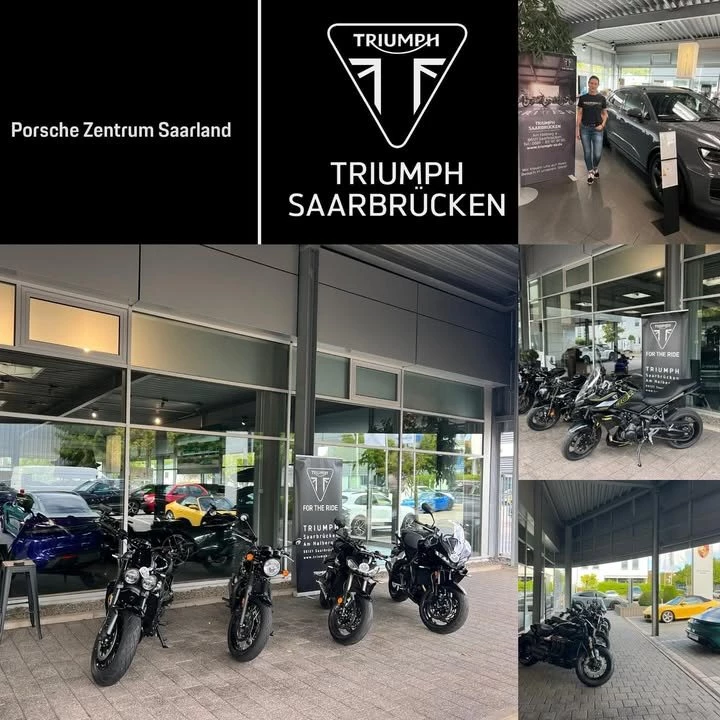 Vorschaubild für Post - Vom 15.-19.09. sind wir auch im Porsche Zentrum Saarbrücken zu Gast. Diese 4 Triumph Motorräder stehen hier zur Probefahrt für Euch bereit .  Buchung bitte über diesen Link     https://app.probefahrtenbutler.com/show/2482        #triumphsaarbrücken #triumphsaarland