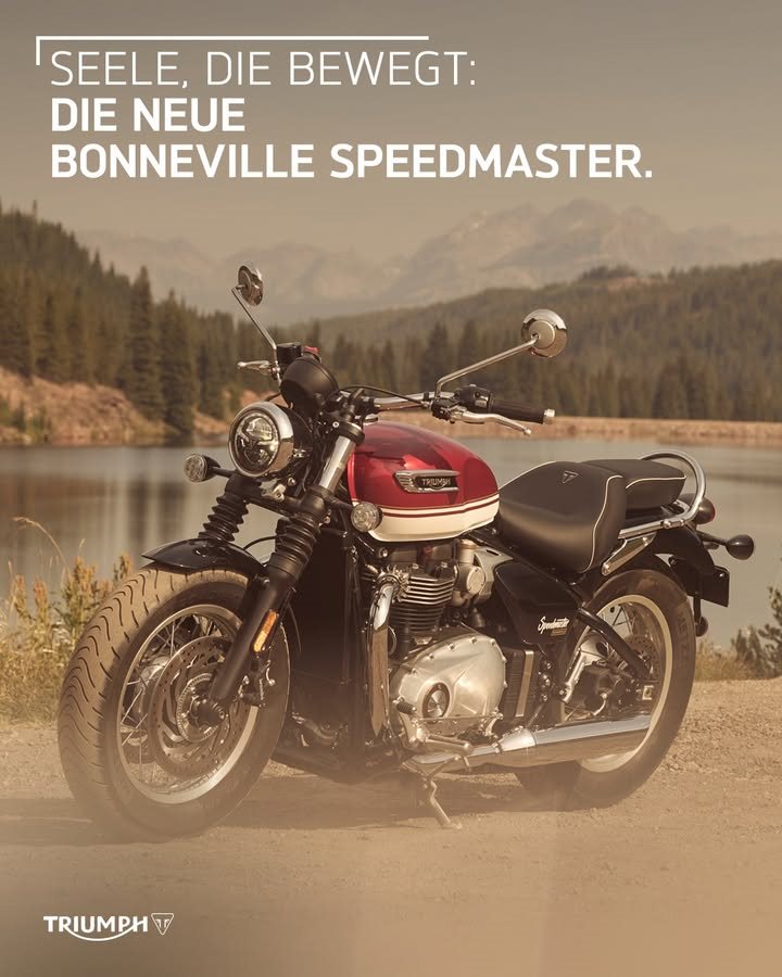 Vorschaubild für Post - Cruiser-Charakter trifft auf Bonneville Herz. ♥️

Entspannt und agil führt dich die neue Speedmaster Kilometer für Kilometer geschmeidig und souverän durch jede Kurve.

Ab sofort vorbestellbar!
>> https://www.triumph-coburg.de <<