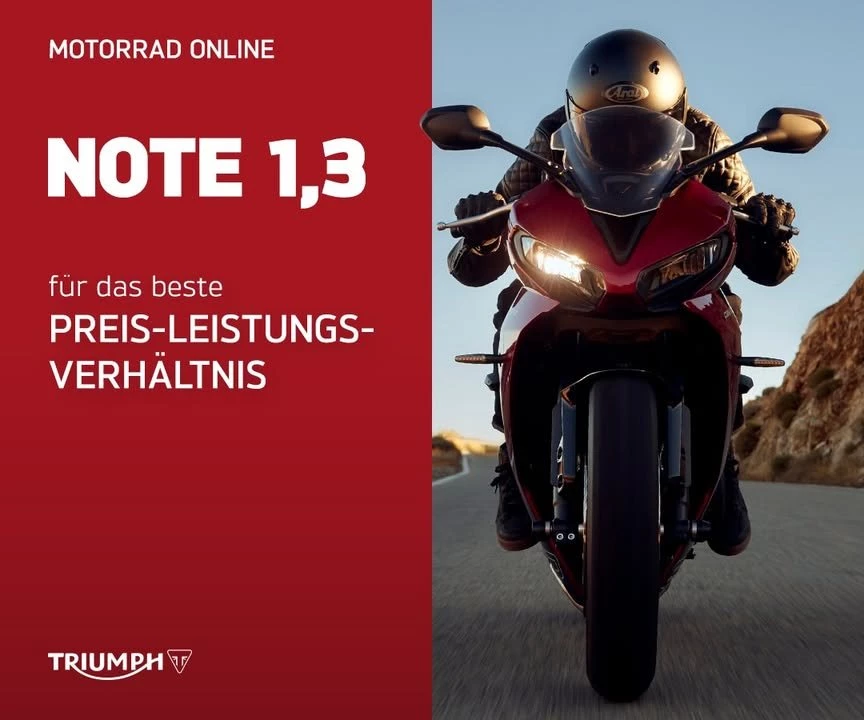Vorschaubild für Post - Viel Motorrad zum fairen Preis: Auch die Daytona 660 kann sich über eine Spitzenwertung von 1,3 in puncto Preis-Leistungs-Verhältnis freuen, sagt MOTORRAD 💪 

Da steht der Probefahrt zum Saisonstart nichts mehr im Weg - melde dich gerne jetzt schon bei uns!

>> https://www.triumph-coburg.de <<