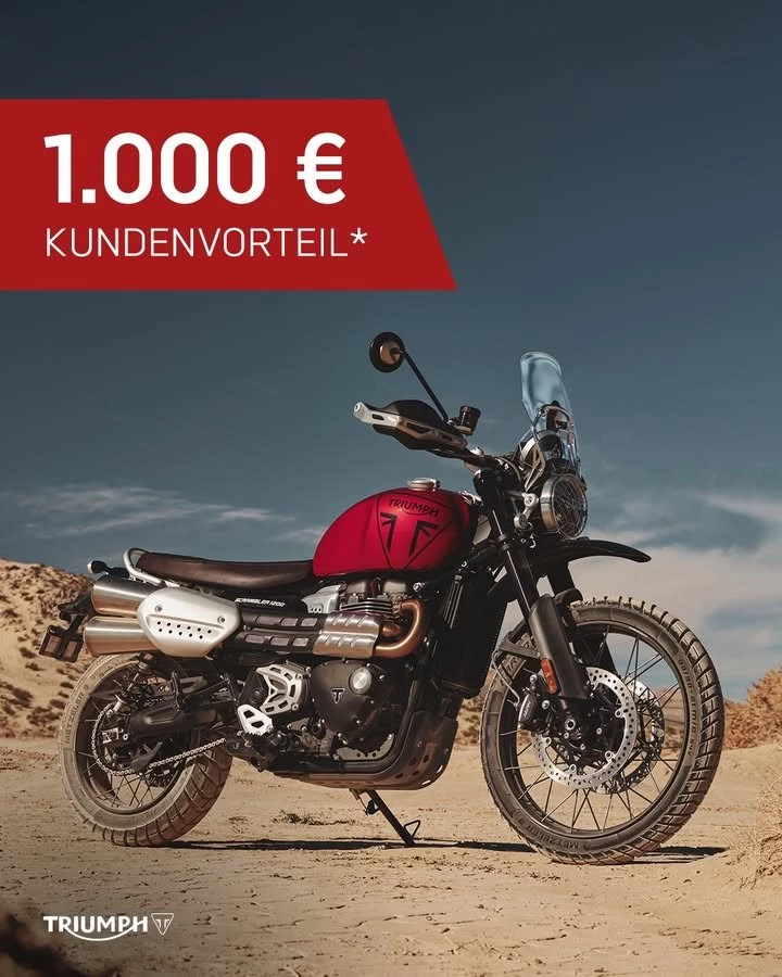 Vorschaubild für Post - Starke Offroad-Fähigkeiten und ein fantastisches Verhalten auf der Straße: Sichere dir beim Kauf einer neuen Scrambler 1200 jetzt einen Kundenvorteil*, nur noch bis 31.05.2026!

🔗 https://www.triumph-coburg.de
*Angebotsdetails siehe Webseite