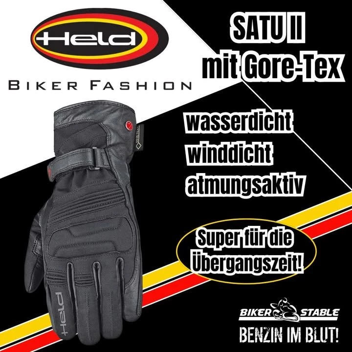 Vorschaubild für Post - Held Satu 2 – der perfekte Handschuh für jede Tour!
Leicht, atmungsaktiv und mit richtig gutem Grip – die Satu 2 machen jede Fahrt angenehmer.
Ob City, Landstraße oder kurvige Strecken: robust genug für den Schutz, bequem genug für den ganzen Tag.
Stylisch sieht er dabei auch noch aus!
#benzinimblut #HELDBikerFashion
