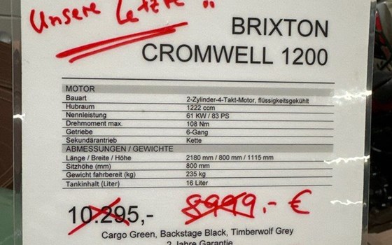 Neufahrzeug Brixton Cromwell 1200 - Bild 11