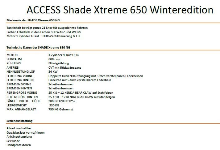 Angebot Access Shade Xtreme 650 NG Bild 15: Angebot Access Shade Xtreme 650 NG