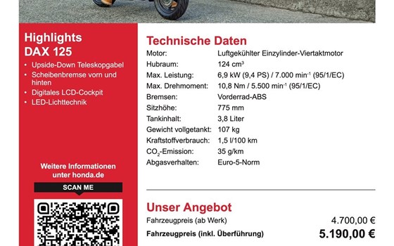 Neufahrzeug Honda Dax 125 - Bild 2