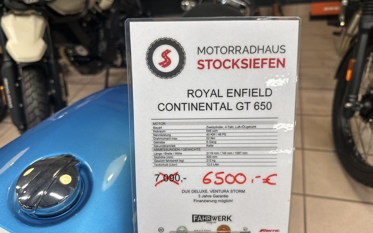Zum Vergrößern bitte anklicken! Angebot Royal Enfield Continental GT 650