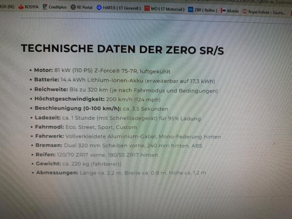Angebot Zero SR/S